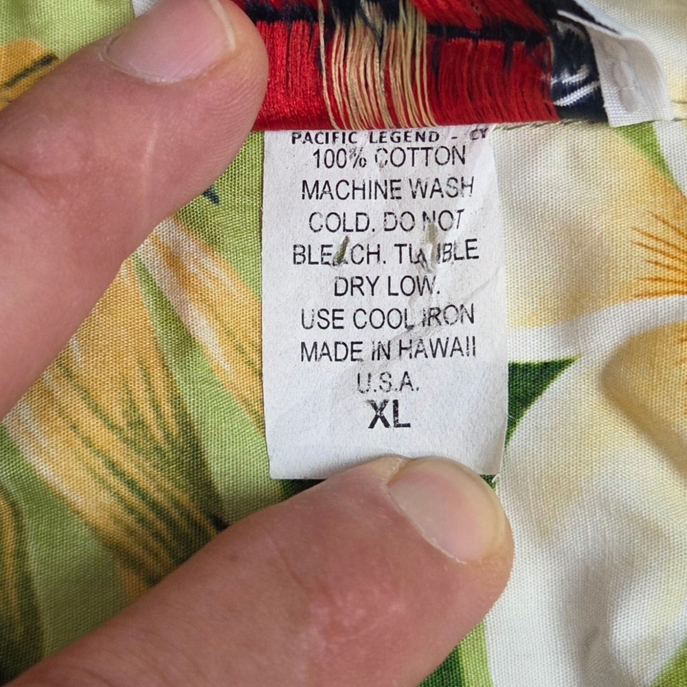 Pacific Legend Hawaiian Shirt Mens XL Green Floral Tropical Cotton - Picture 3 of 6